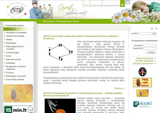 Sukurta interneto svetainė transplantacija.lt